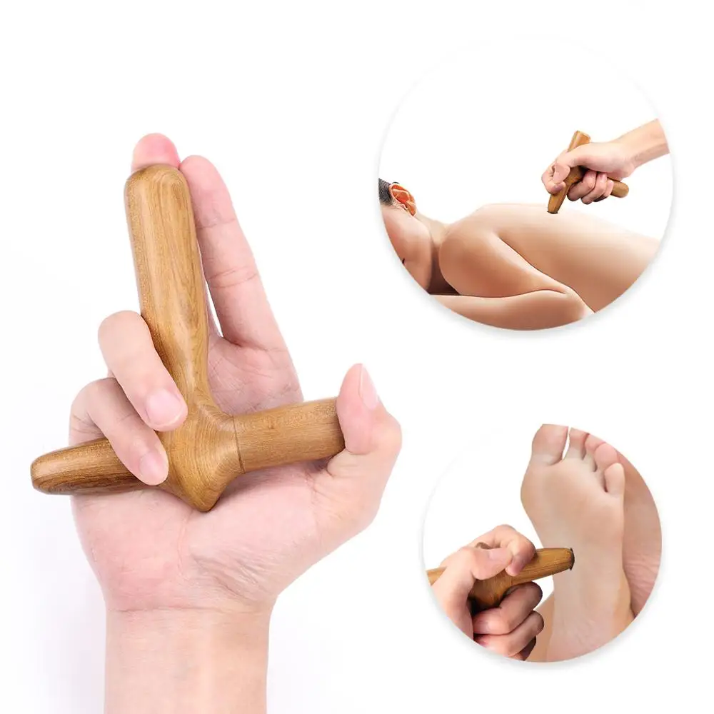 Set 3 Pcs Reflexology Tool Traditional Thai Massage Hand Foot Abdomen Body Acupoint Massager Natural Fragrant Wood (4)