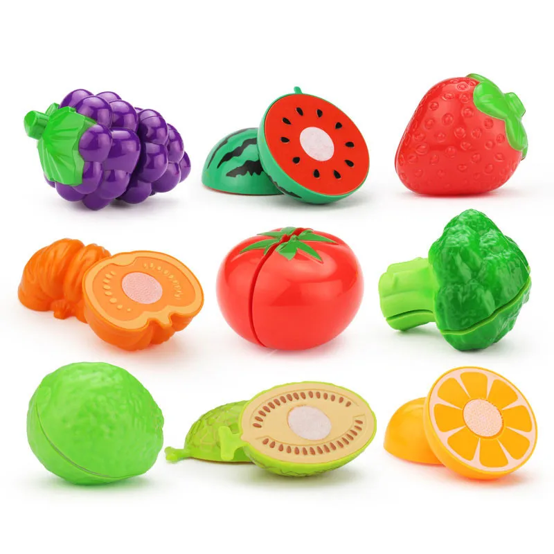 Toy Plastic Fruit Vegetable Cutting Safe Children Play House Toy Play Educational Toy Safety Kitchen Toys Sets for Children gift