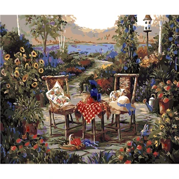 

YIKEE decorative canvas oil painting by numbers,coloring by numbers Sights of the path