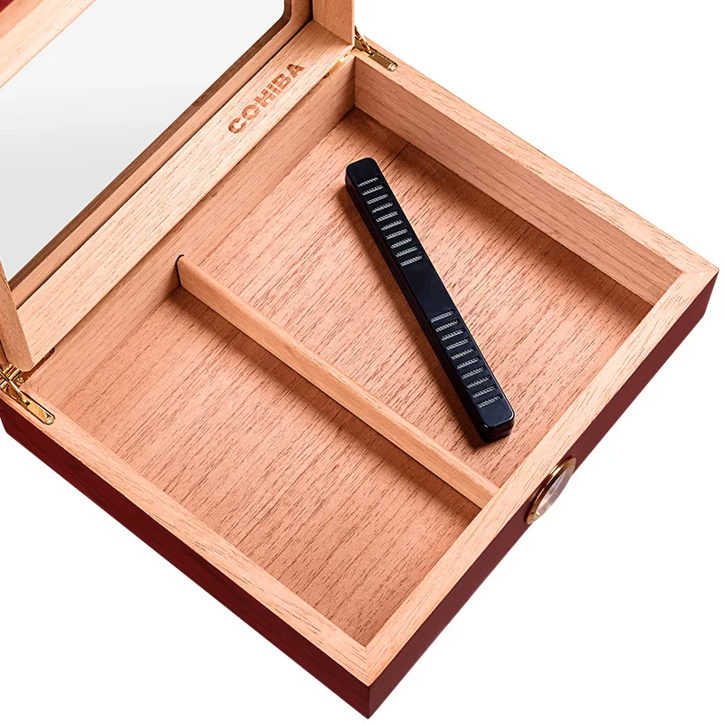  Portable Spain Cedar Cigar Case Wood Travel Cigar Humidor Set with Humidifier and Hygrometer Brown 