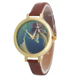 Большой Roung циферблат Для женщин кожа узкий ремешок кварцевые часы наручные дешевые группа мода классический дизайн для девочек