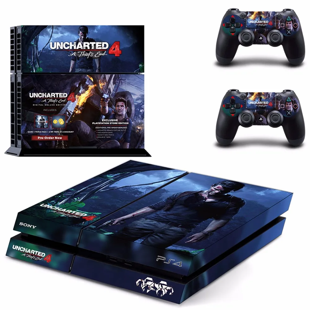 

UNCHARTED 4 Vinyl Sticker Skin for PlayStation 4 PS4 Console + Free Controller Cover Decal