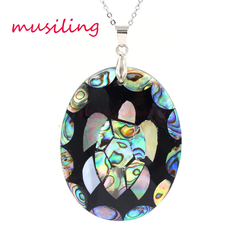 

Oval Turtle Natural Abalone Shell Splicing Pendant Accessories Silver Plated European Trendy Jewelry Amulet 10pcs