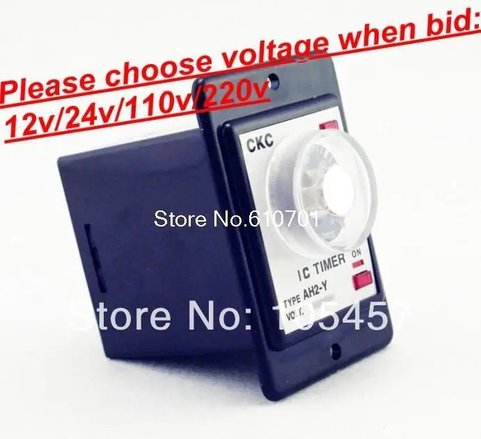 

Power on delay timer time relay 0-1 Seconds panel installation AH2-Y 12VDC 24VDC 110VAC 220VAC tell voltage