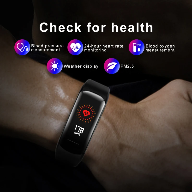 Wearpai C5 пульсометр часы для бега фитнес трекер Сидячий напоминание мониторинг сна фотографируйте секундомер для IP67 водонепроницаемый
