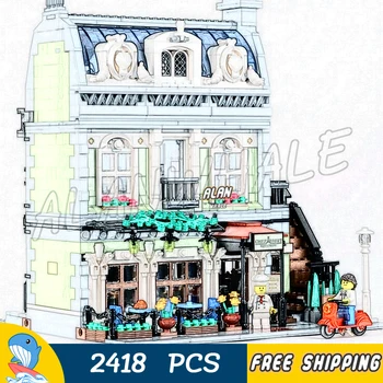 

2418PCS Creator Parisian Restaurant Street City Modular House Model Building Blocks 15010 Assemble Toys Compatible With