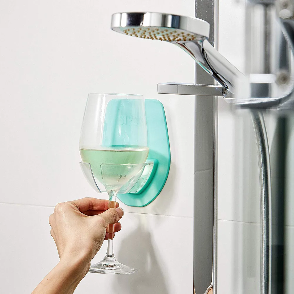 

Watt Plastic Wine Glass Holder For The Bath Shower Red Wine Glass Holder Bathroom Storage rack winebowl Shelf Accessories Tools