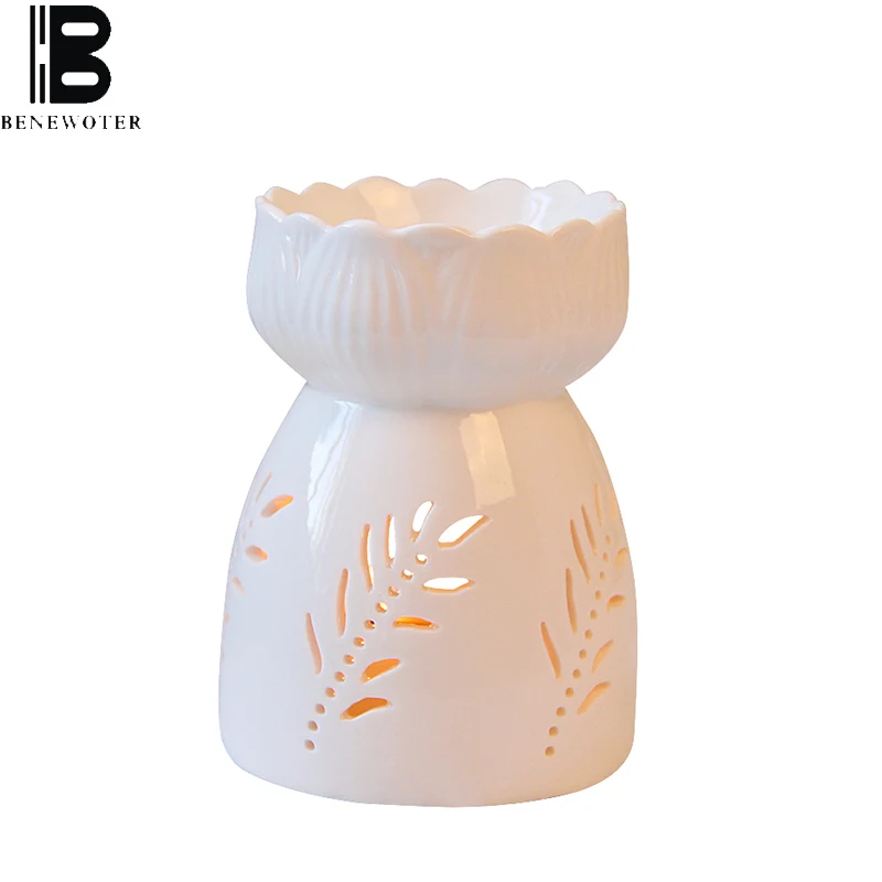 

Brief White Ceramic Lotus Aromatherapy Lamp Candle Incense Burners Essential Oil Diffuser Aroma Burner Hotel Home Romantic Decor
