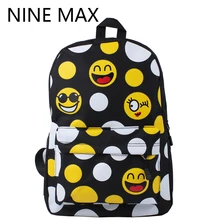 2016 MODA Priting de Smiley Lienzo Ocasional Del Bolso de Escuela Niños Bolsos de Escuela Para Los Adolescentes de Las Mujeres Mini Sonrisa Sonrisa Bolsa de Libros niños