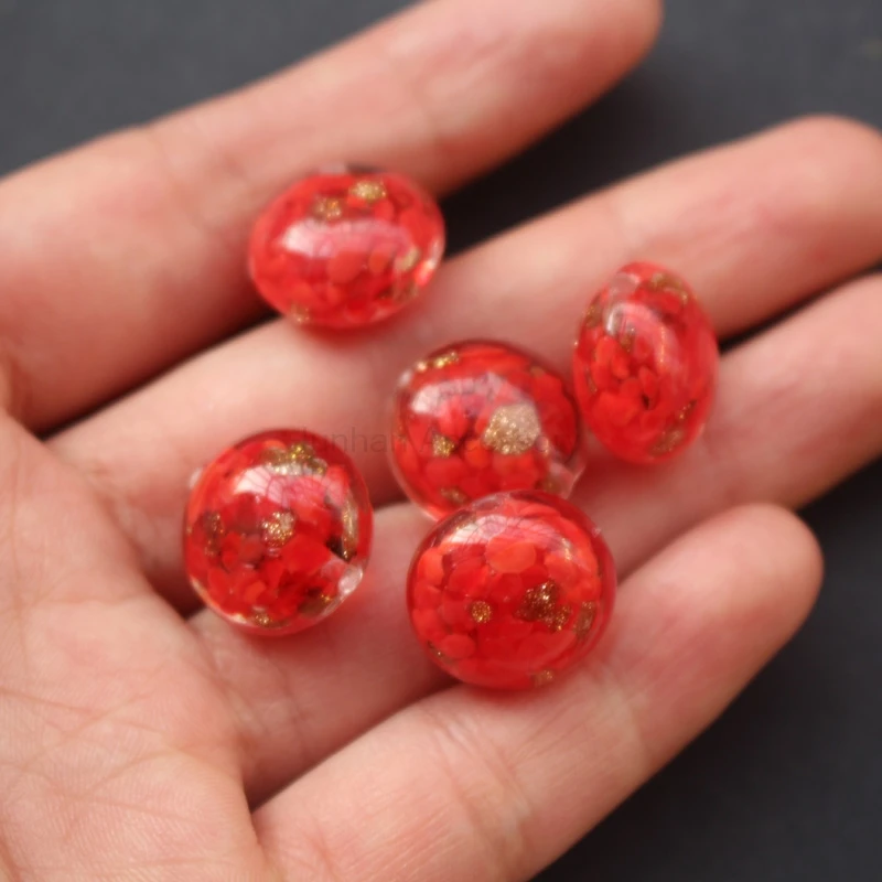 10pcs/Lot 16mm*11mm Lampwork Glass Beads Round Flat Fashion Beads Red color for jewelry making