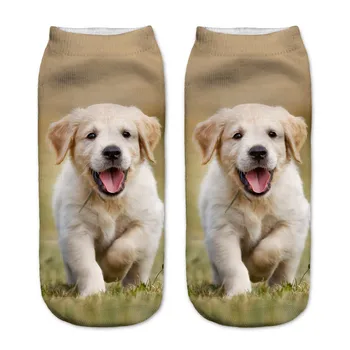 

KLV Hot 3D Smile Dog Printed Cotton Socks Cute Hot Dog Printed Casual Style 19cm Low Anklet Socks Girl Calcetines Chaussettes