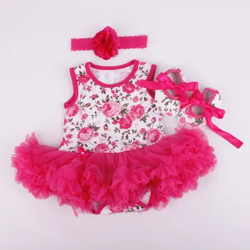 

New Design 22 Inch Reborn Doll Clothes Rose Flowers Dress Suit Fit For 22 Inch Or 55 cm Babies Doll Kids Birthday Xmas Gift