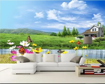 

3d room wallpaper custom mural non-woven photo seaside villa landscape painting picture 3d wall murals wallpaper for walls 3 d