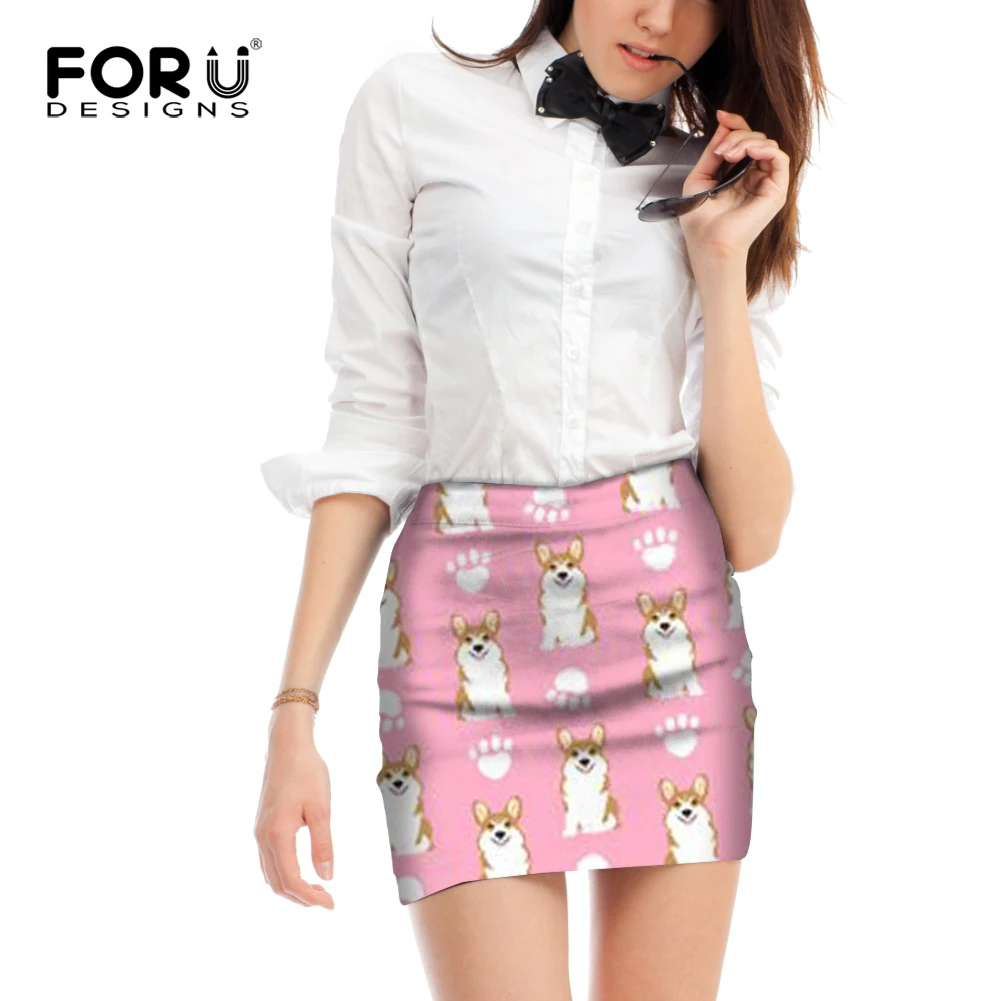FORUDESIGNS/юбка Harajuku розовая корги Каваи одежда ulzzang стильная юбка для лета повязки повседневные юбки японские Сладости 2018