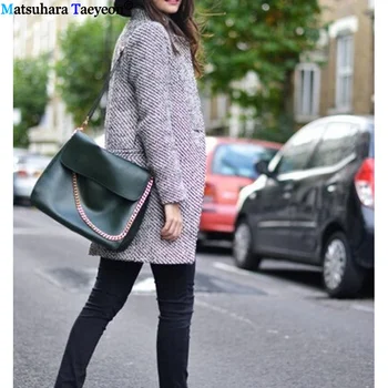 

Autumn Winter Long Sleeve Knitwear Cardigan Women Large Size Knitted Sweater Cardigan Female Elegant Vintage houndstooth Coat