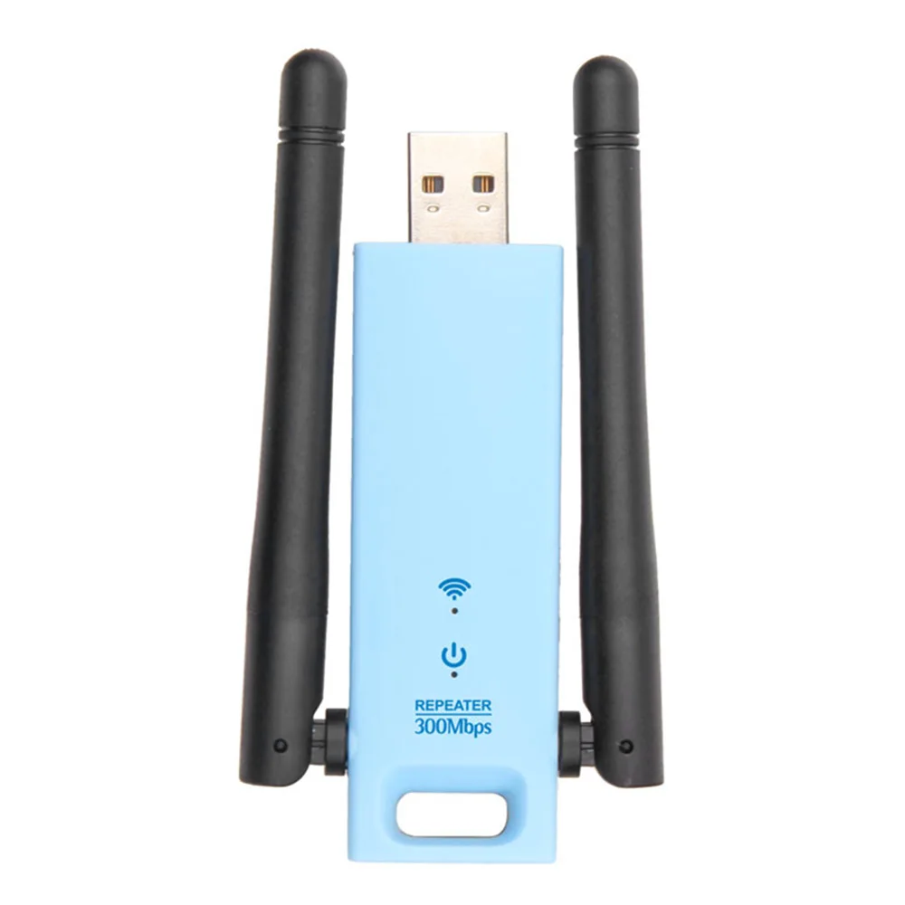 300 Мбит/с USB WiFi ретранслятор Беспроводной Диапазон расширитель двойные антенны Усилитель сигнала синий с черным