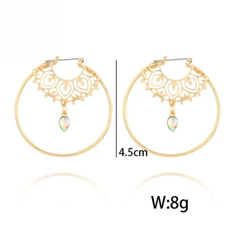 Женские серьги кольца Boho круглые геометрические золотого цвета с каплями