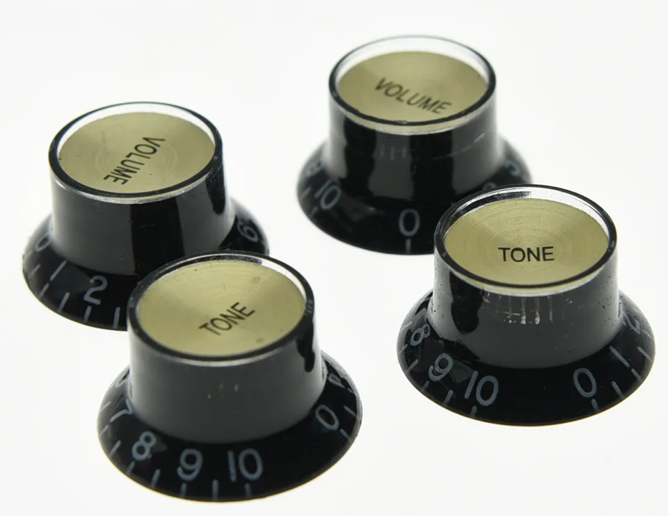 Manopole Per Chitarra LP In Plastica Stile Cappello, Colore Nero E Oro Misto, Controllo Volume, Tono E Velocità, Diametro Esterno 26mm, Per KB029 - Foto 6