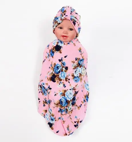 Одеяло для грудничков из Одеяло комплект с бантиком Топ головной убор в индийском стиле подарок новорожденному цветок Parrern Больничная шапочка с набор для укачивания хлопок 1 комплект