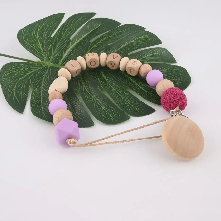 

1PC Food Grade Materials Wooden Teether Personalised Pacifier Clip Customize The Baby's Name Original Children's Jewelry
