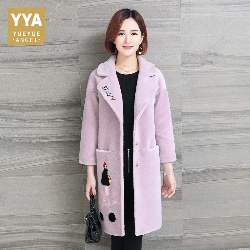 

Fashion Natural Sheep Shearling Fur Coat Female 2019 Winter Warm Real Fur Coats Long Wool Jackets For Women Slim Fit Overcoat