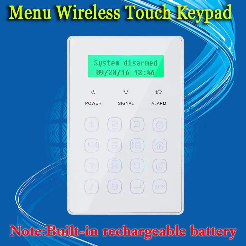  free shipping Wireless Menu Ultra-thin touch Password Keypad Keyboard 433MHz Just For GSM PSTN Our 