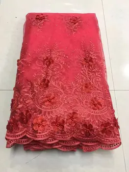 

Luxury African Embroidery 3D Flower Lace Handmade Beaded Tulle Lace Fabric For Onion Wedding Party Dresses Good Quality Z93