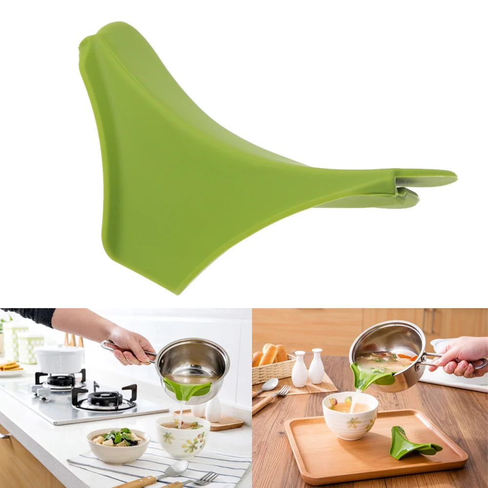 

Creative Kitchen Funnel Tools Pots and Pans To Prevent Spills Circular Rim Deflector Silicone Funnel Kitchen Accessories