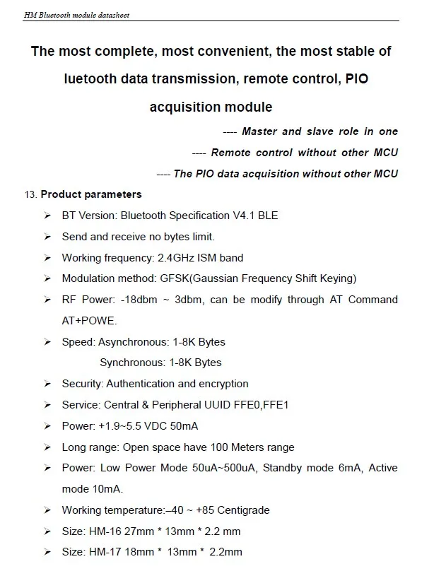 HM-17 INFO