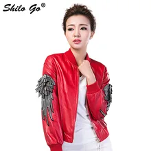 Большие размеры Модные женские высококачественные овчины круглый шейный вырез трехмерная вышивка Крылья Ангела куртка из натуральной кожи