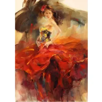 

Barocco Shop Handpainted Figure Oil Painting On Canvas Impressional Art Woman Dancer In Red Dress Home Decoration 6 Styles