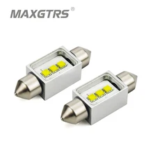 2x автомобиль гирлянда C5W налобный фонарь на 3 светодиодах Cree чип лампы 12V Canbus Error Free карта лампа гирлянда для внутреннего купола Лампы для чтения супер белый 31/36/39/41 мм