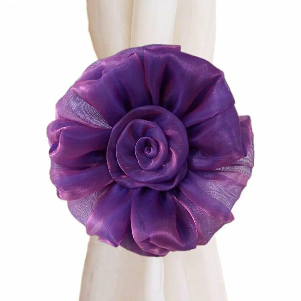 2 шт Магнитный цветок Магнитный кристаллик для занавесок клип на розовый галстук с растительным орнаментом держатель Декор - Цвет: Фиолетовый