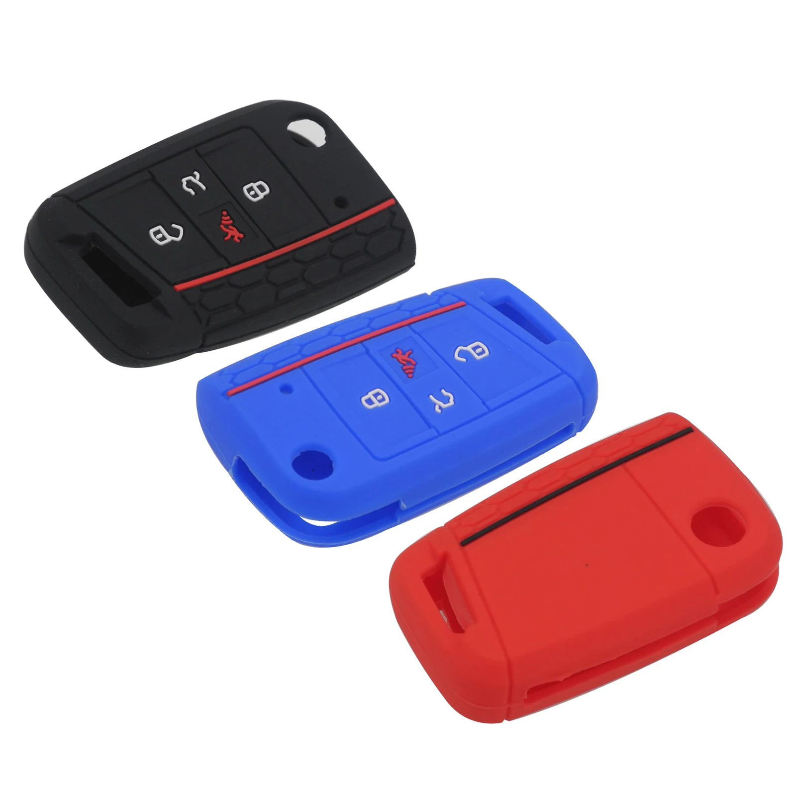 Jingyuqin 20pc 4 Button Flip Silicone Car Key Fob Cover Case for VW