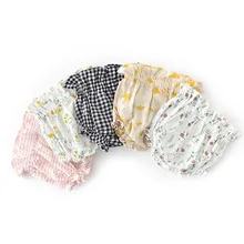 Шорты для маленьких девочек с цветочным рисунком и клетчатым принтом, шорты с эластичной резинкой на талии для малышей