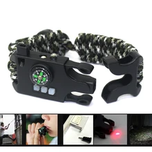 Многофункциональный браслет SOS Открытый выживания путешествия аварийный зонтик веревка компас флэш-светильник Плетеный лазерный браслет