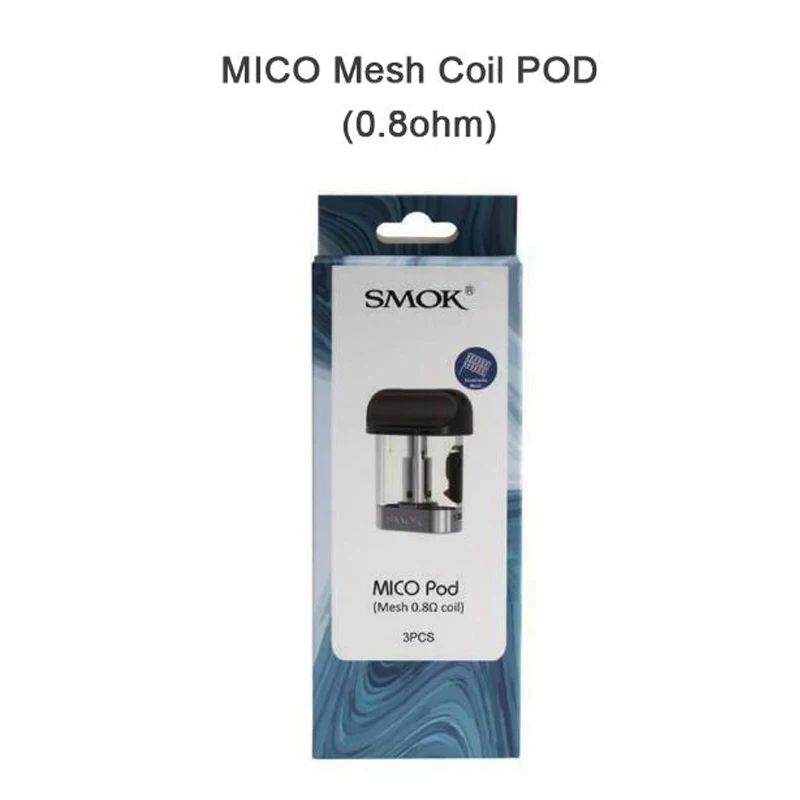 SMOK 3 шт./упак. SMOK Mico pod 1,7 мл емкость с 0.8ohm 1.0ohm 1.4ohm катушки сопротивления подходит для SMOK Mico Pod Комплект для электронной сигареты - Цвет: 0.8 ohm mesh pod