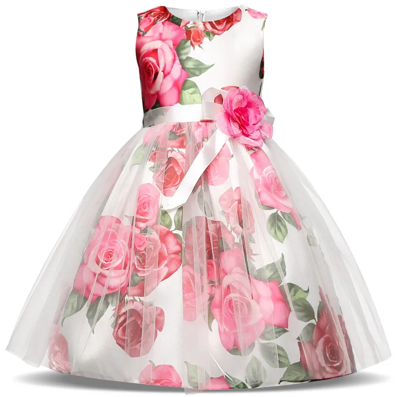 

4-10 Years Old Dress For Girls Festival Carnival Prom Party Wedding Princess Dresses Floral Costume Vestido For Kids XF87