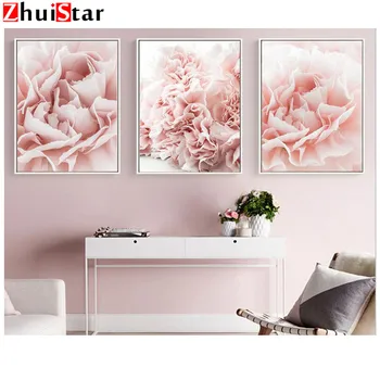 

3pcs set 5d DIY Diamond Painting Cross Stitch of"pink rose"Mosaic diamond kits,Diamond Embroidery Crafts,Nordic style wall art W