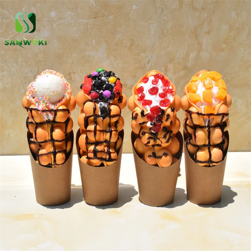 

Ice cream egg waffle display Model Simulation eggettes puff egg bubble waffle sample dessert window display fake food model