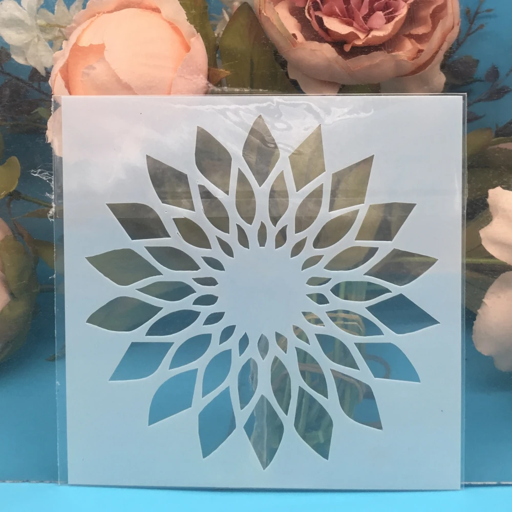 13cm Flower Circle DIY Craft Layering Stencils Wall Painting