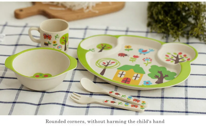 5 шт./компл. Экологичные бамбуковые волокна тарелки для малышей 4 слота детская посуда столовая посуда креативный подарок для малышей
