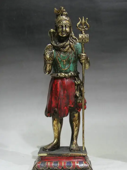 

Details about 13" Tibetan Turquoise Bronze Gilt Stand India Buddha Hold Instruments Statue