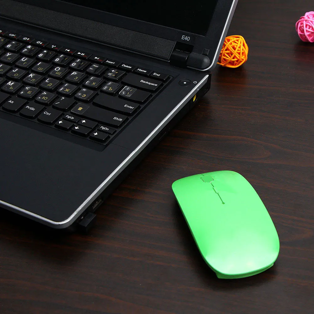 Новинка 1600 dpi USB оптическая беспроводная компьютерная мышь 2,4G приемник супер тонкая мышь для ПК ноутбука - Цвет: Зеленый