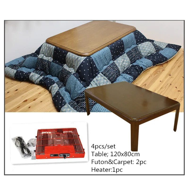 (4pcs/set) Japan Furniture Kotatsu Set Rectangle 120cm Wooden Table