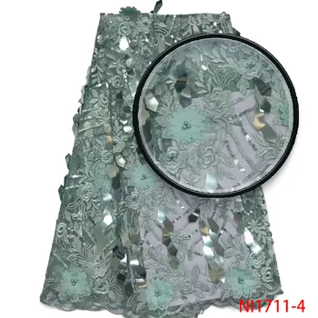 

Latest nigerian lace fabric 2019 3d sequins lace fabric for party dress african french tulle lace fabric for african lace NI1711