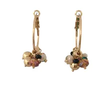 Moda biżuteria złoty kolor poszycia kolorowy koralik urok HOOP kolczyki dla kobiet dziewczyna(China)