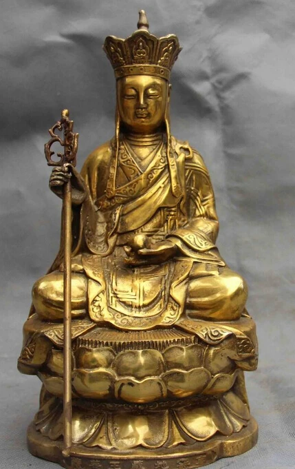 

S07157 Chinese Buddhism Copper Bronze Gild Jizo Rohan Buddhist monk Buddha God Statue