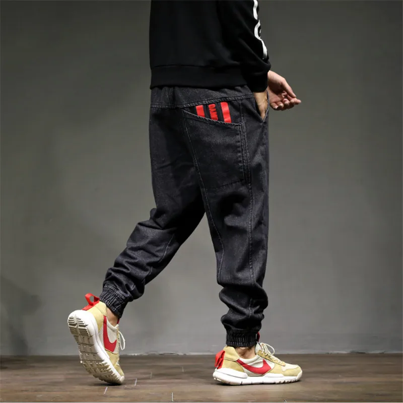 Jeans Men Baggy Denim Harem Pants Male Loose Crotch Jeans Hip Hop Street Drawstring Trousers Plus Size Joggers Streetwear