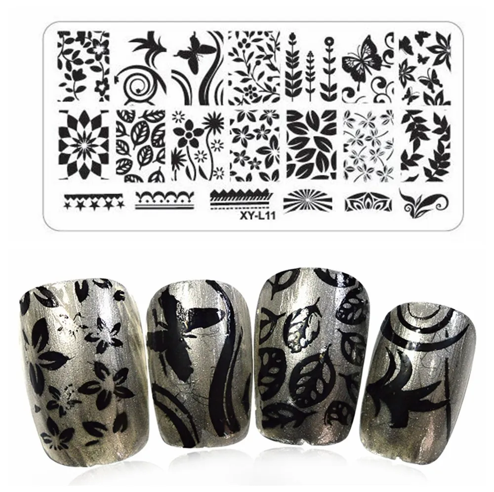 12 шт./лот пластины для штамповки ногтей маникюр кружева животное цветок пластиковые шаблоны для ногтей трафареты салонные инструменты для маникюра